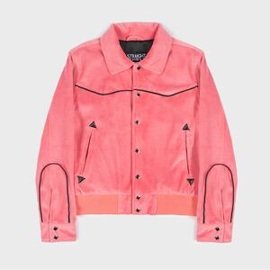 Pink Velvet Banded Hem Jacket